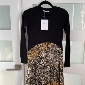 Ribbed dress from Zara. NWT. Black/leopard